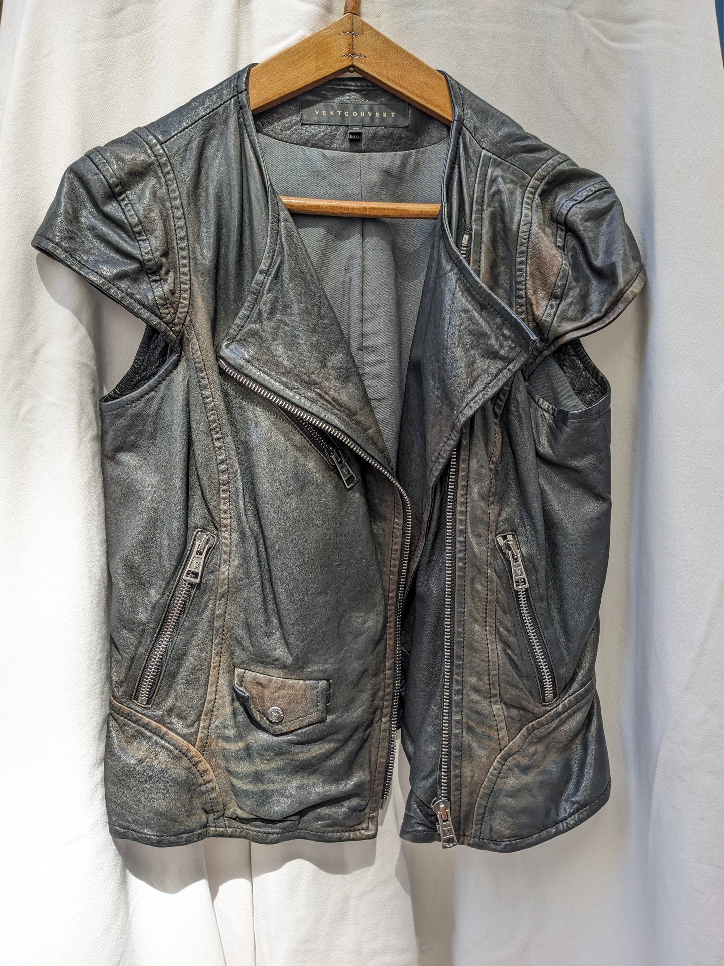Veste en cuir sans manches Ventcouvert