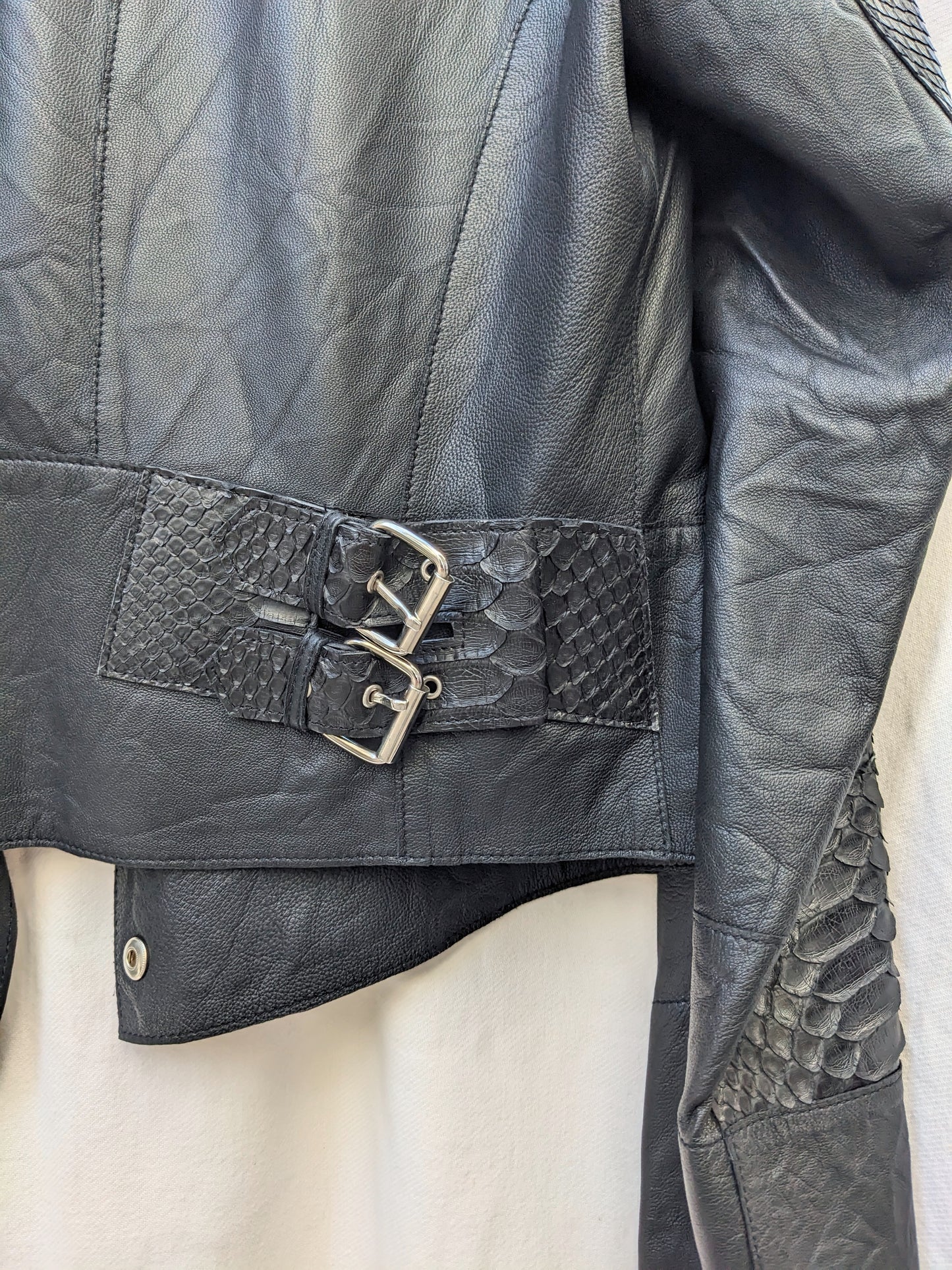 Veste en cuir et python Sylvie Schimmel